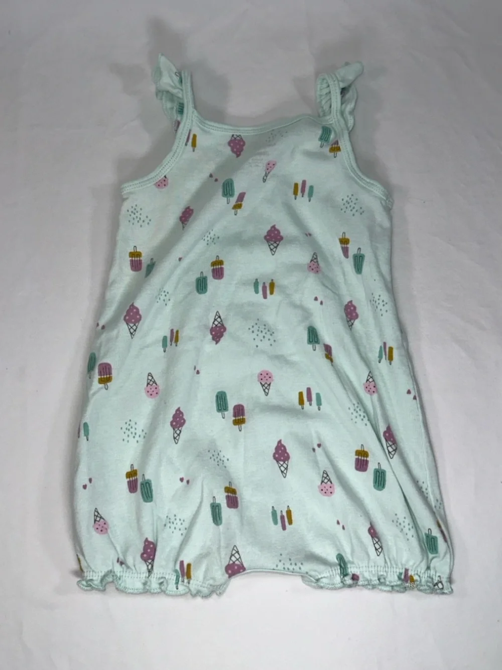 Carters Child of Mine Baby Girl Romper Ice Cream Print Mint Green Size 24M